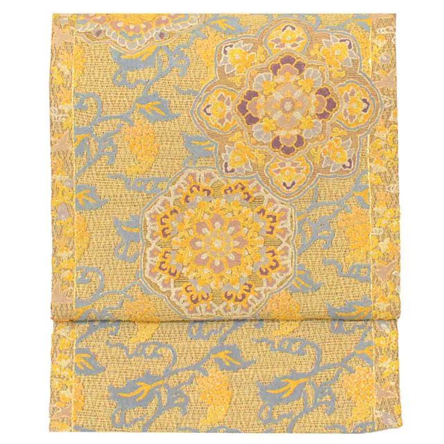 リサイクル袋帯 正絹 シルク 絹 金糸 相良刺繍 お太鼓柄 華 特品 着物 kimono フォーマル 訪問着 付下げ 色無地 江戸小紋 リユース 着物ひととき uu1757b