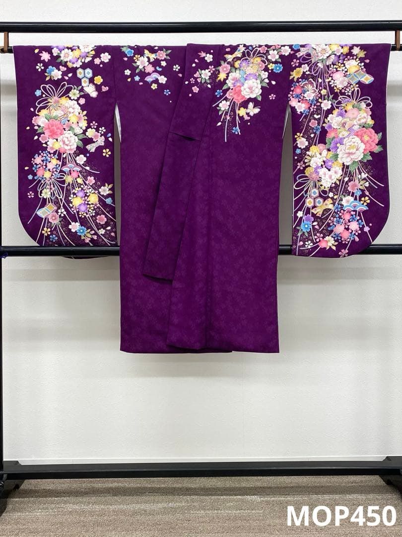 二尺袖 ポリエステル着物 金彩 紋意匠 袴用 MOP450