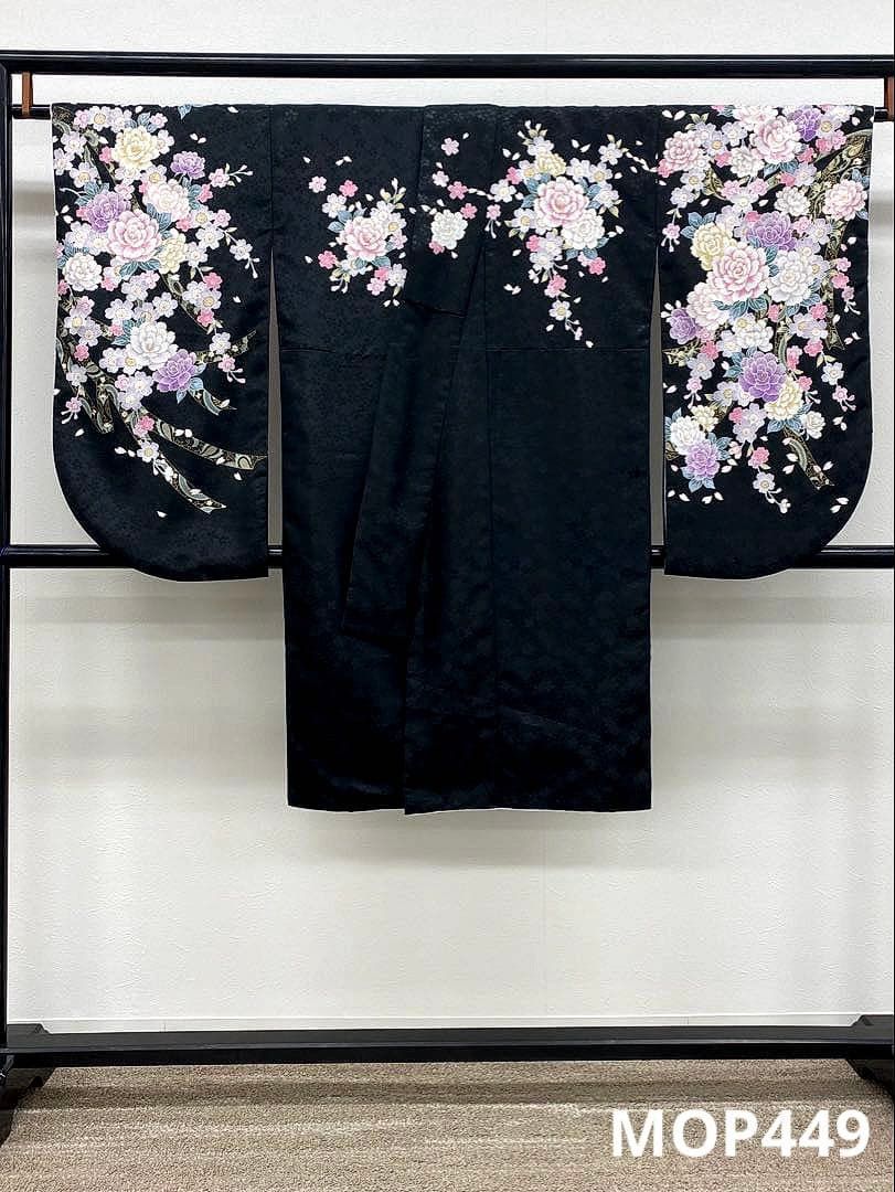 二尺袖 ポリエステル着物 金彩 紋意匠 袴用 MOP449