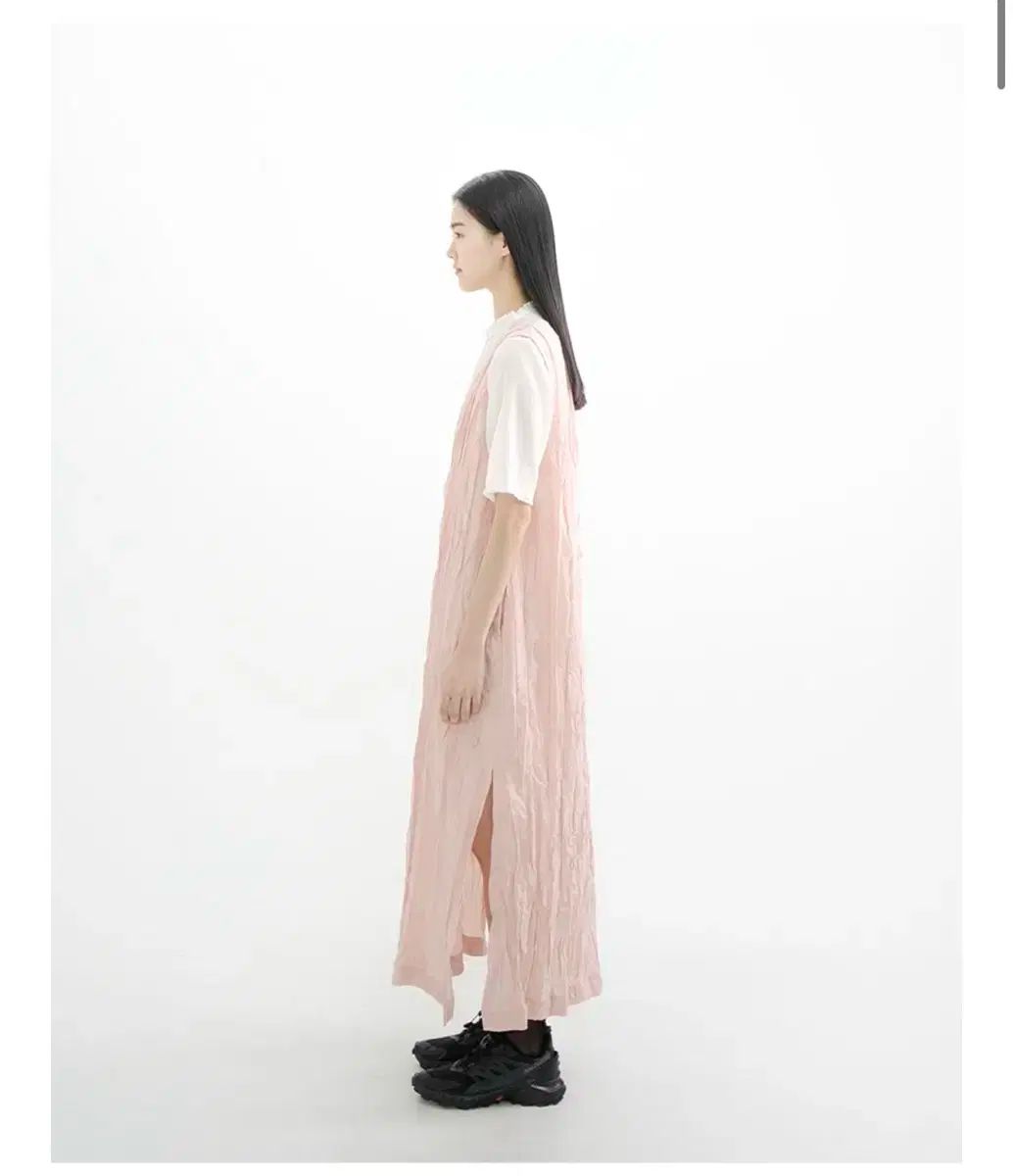 ユノイア eunoia クリース ノースリーブ ドレス ピンク