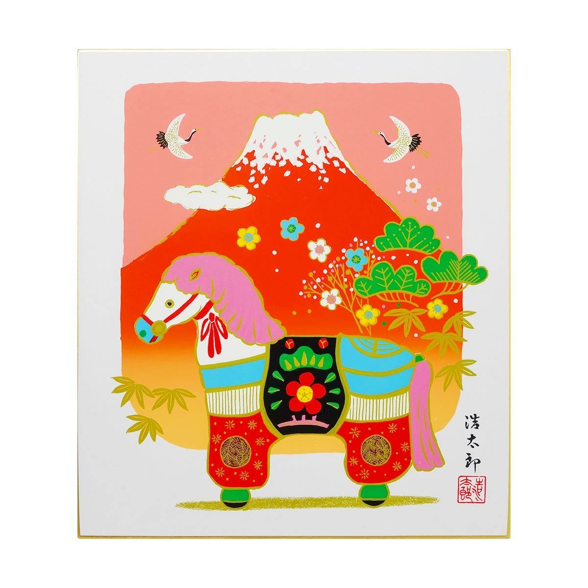 吉岡浩太郎 額入り色紙 鯉 飾り絵 吉岡浩太郎 額入り色紙 鯉 飾り絵