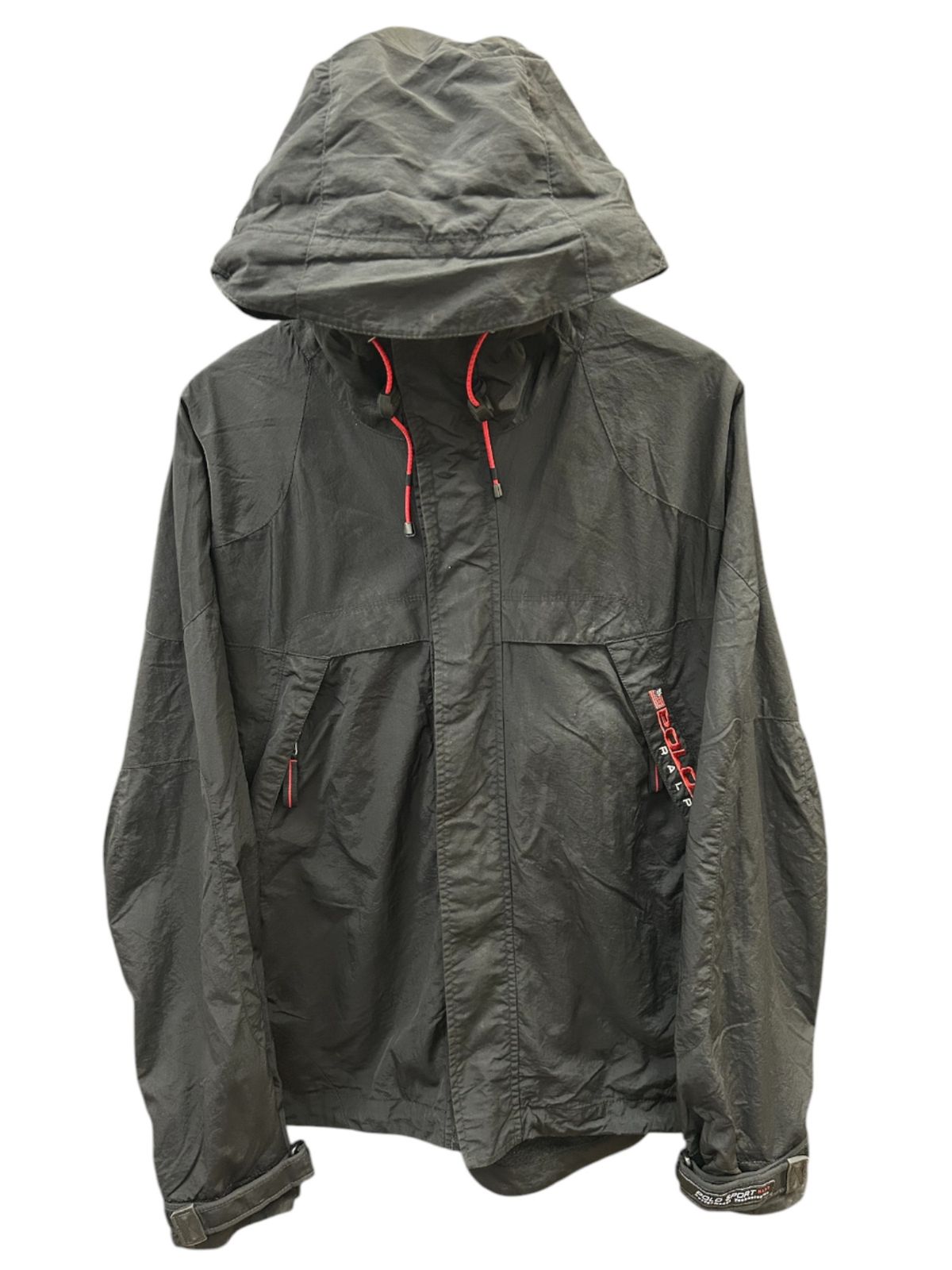 POLO SPORT ポロスポーツラルフローレン マウンテンパーカー ナイロン 刺繍入り 古着 90 s 00 L ブラック メンズ 027