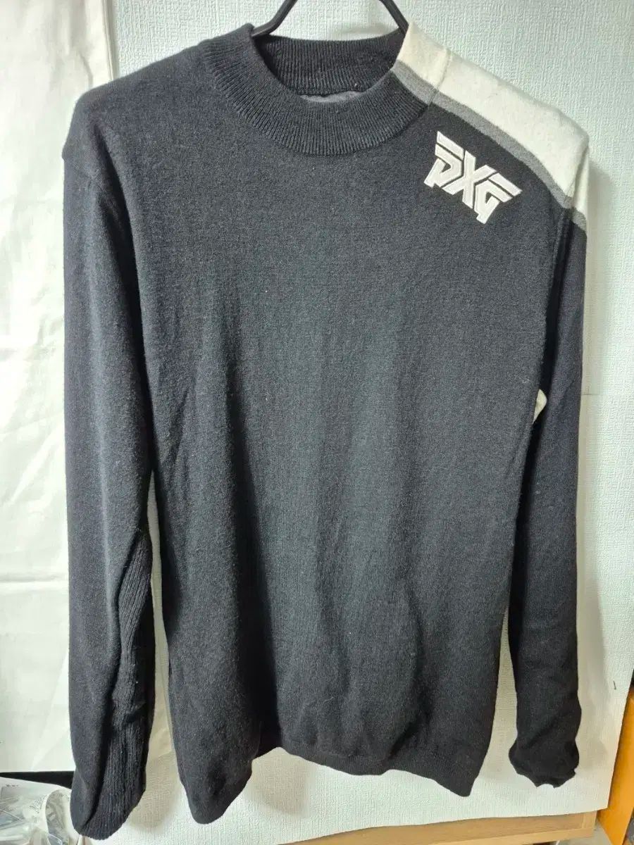 PXG ブラック ダブル ウィンドブレーカー ニット セーター L