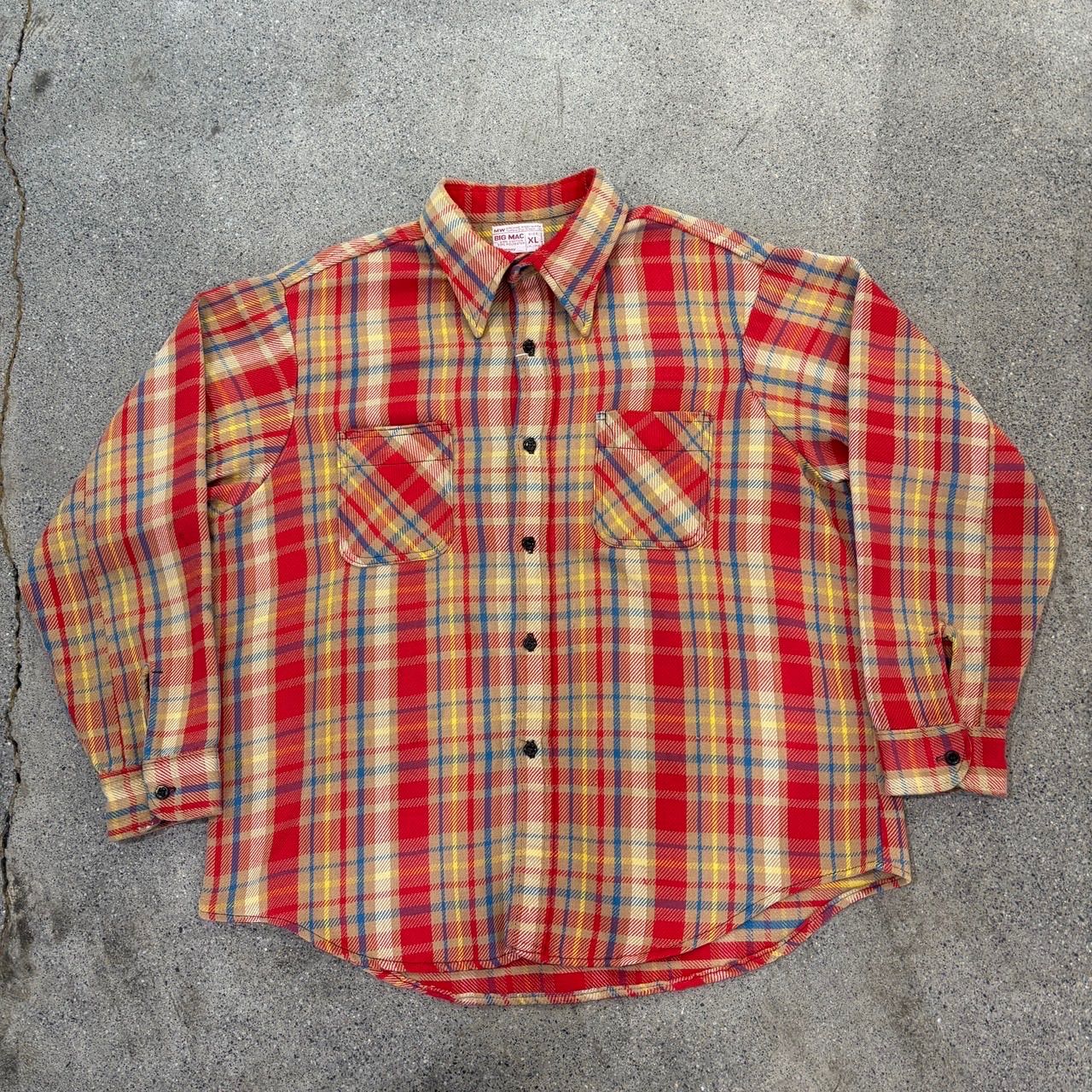 Big Mac 70s Heavy Flannel Shirt L Good Color