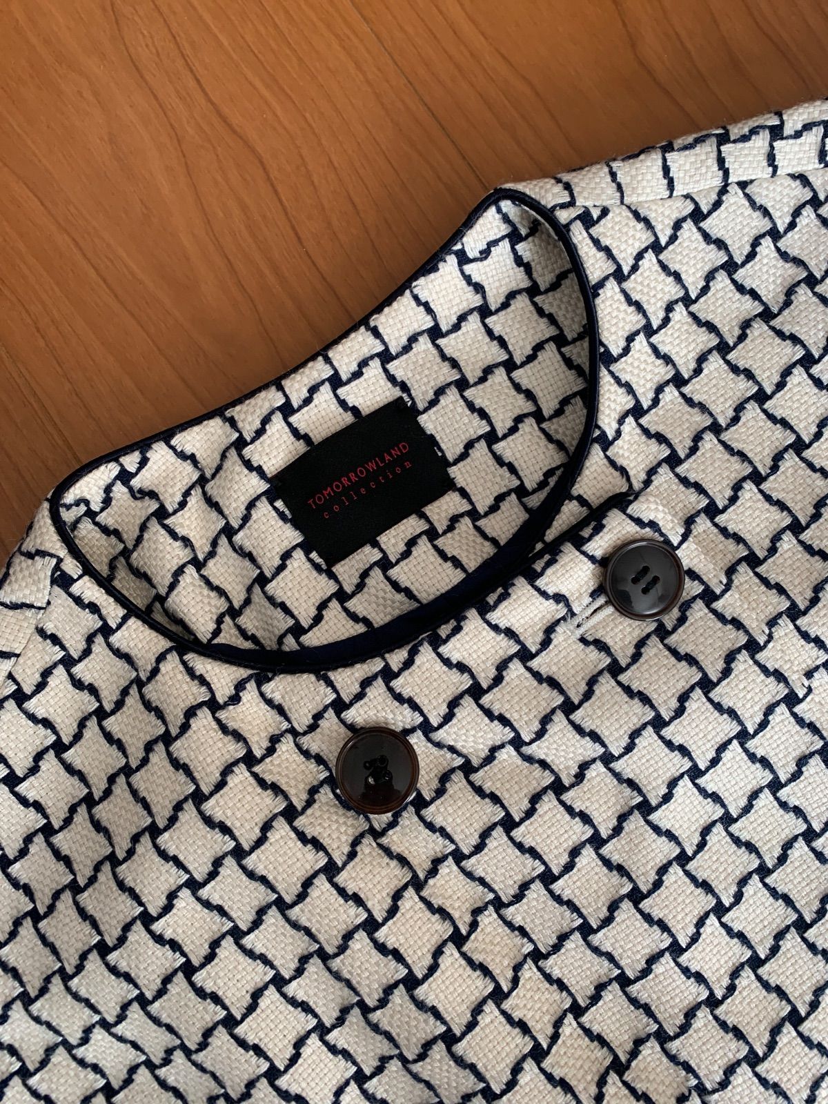 美品♡TOMORROWLAND　ネイビーハウンドトゥース コクーンジレ　24年製 ネイビーハウンドトゥース コクーンジレ | maison TOMORROWLAND/メゾン