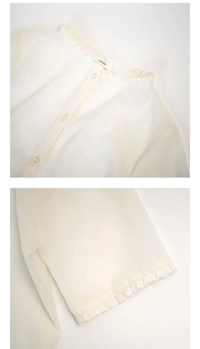 フリルネックブラウス クリーム