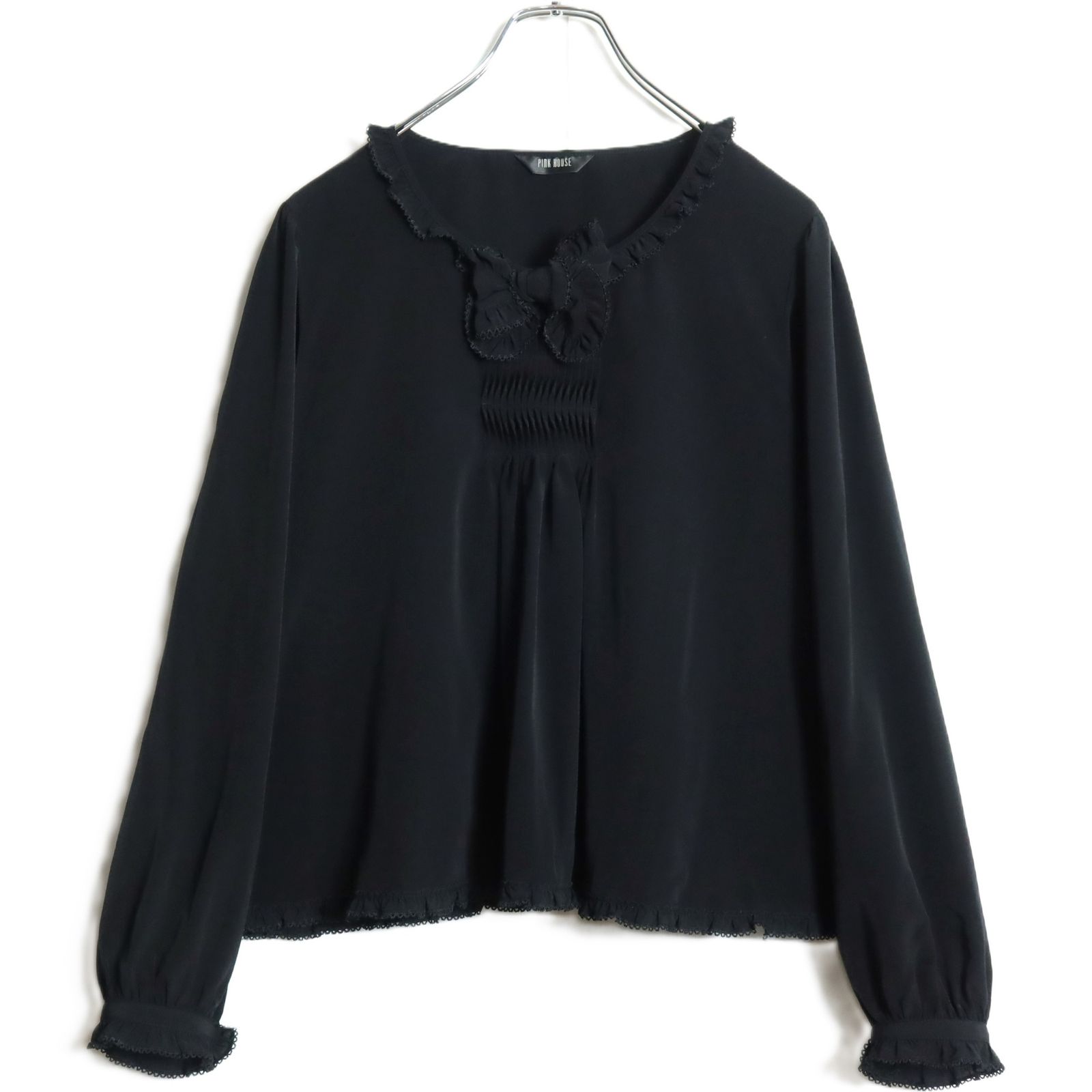 【新品未使用】ピンクハウスピンク ピコフリル オーバーブラウス/2024年 試着のみ】ピンクハウス 赤 ピコフリル オーバーブラウス/2024年