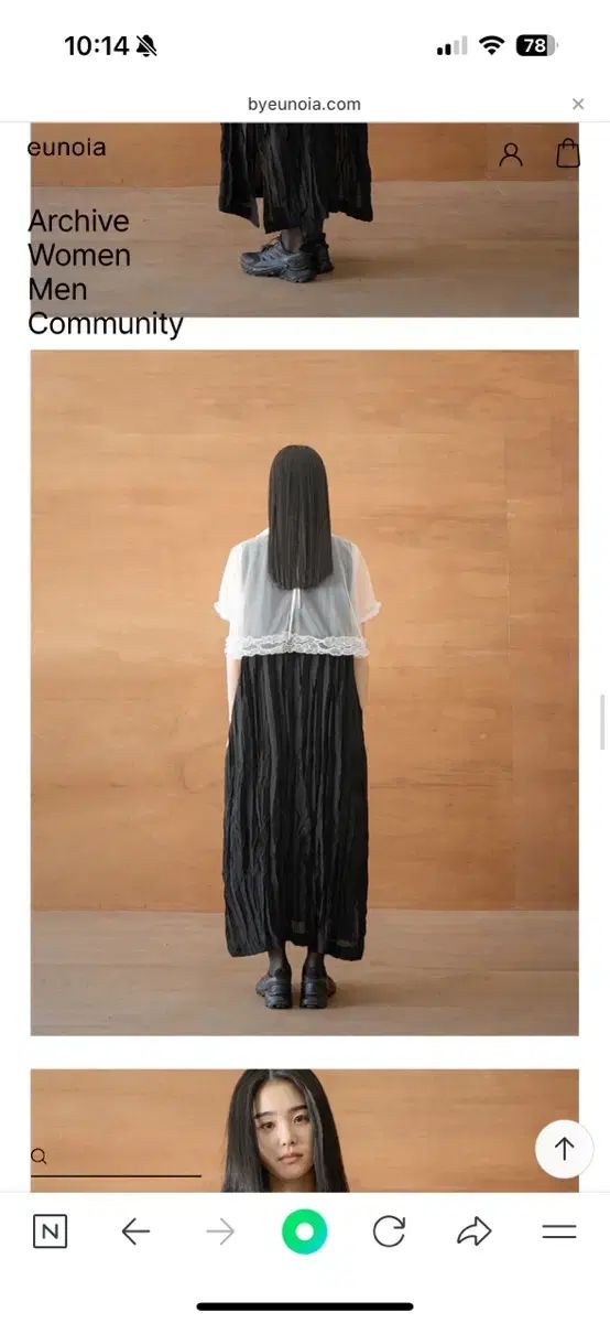 ユノイア eunoia クリース スリーブレス ドレス ブラック