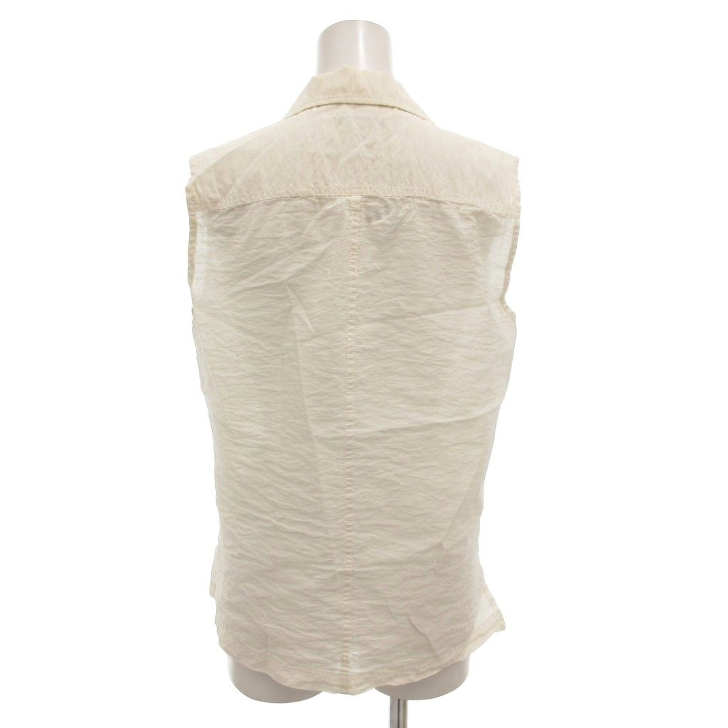 イッセイミヤケ ISSEY MIYAKE ノースリーブ シャツ M 白 ホワイト FF ECT