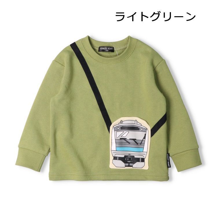 大得価，豊富な hungryheart JR在来線電車ポシェット風裏毛トレーナー　k54621 トレーナー