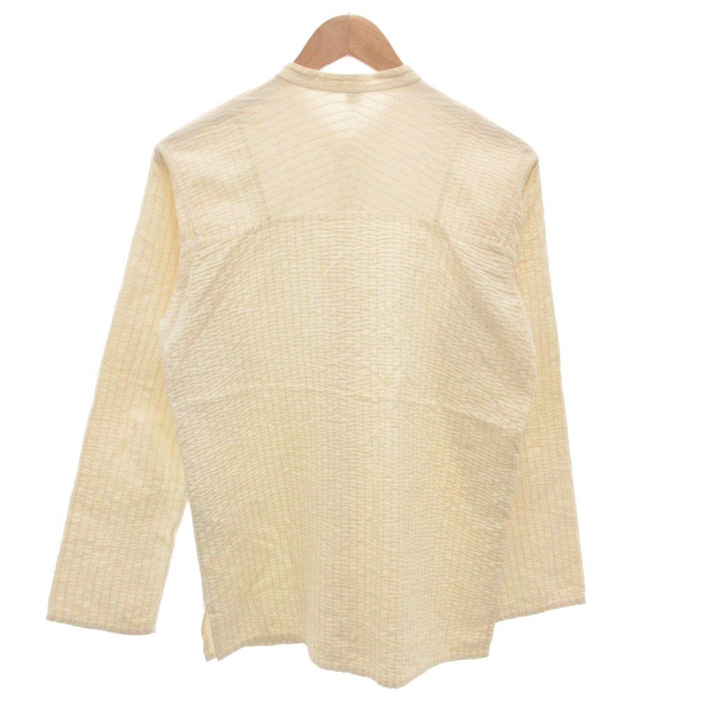 イッセイミヤケ ISSEY MIYAKE HAAT バンド シャツ 長袖 3 ベージュ 刺し子 FF ECT