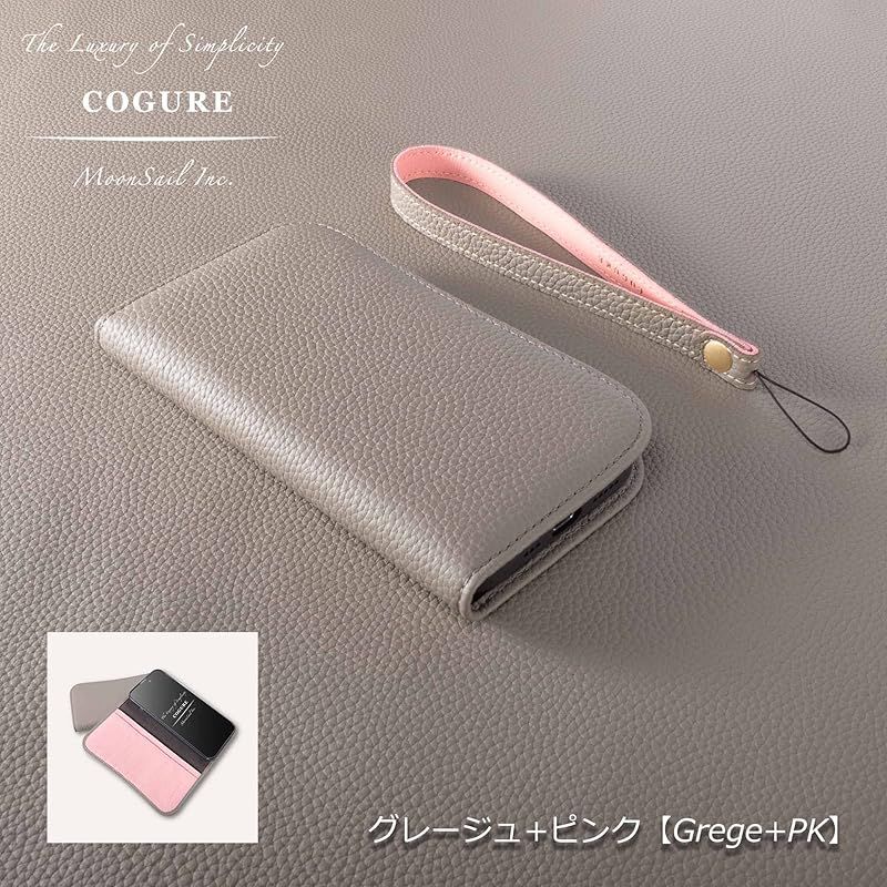  COGURE スマホケース iPhone 16用 手帳型 ケース ダイアリーケース 本革 カード収納 ストラップ 落下防止 スタンド機能 TPUケース 耐衝撃 磁石なし ギフトボックス付き COPB グレージュ ピンク Grege PK Andoroidケース カバー iPhoneケース スマホ PC