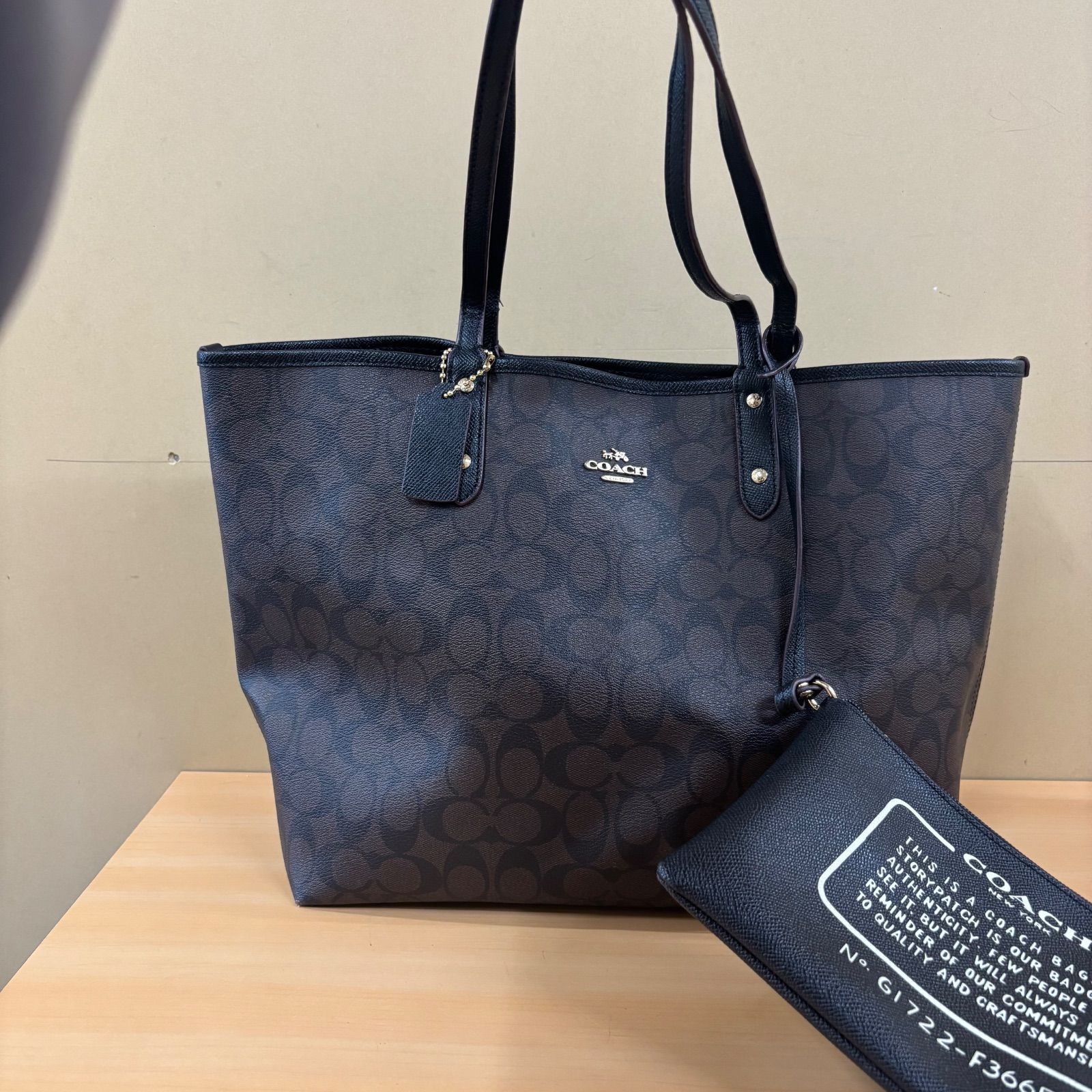 ◎ COACH コーチ トートバッグ シグネチャー ネイビー F36658 ポーチ 