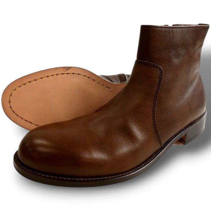 PADRONE パドローネ マッケイ製法 本革 牛革 SIDE ZIP BOOTS サイドジップ ショート レザー ブーツ PU7358-1118-15A 定価3.5万 ディープブラウン 050 30531k01