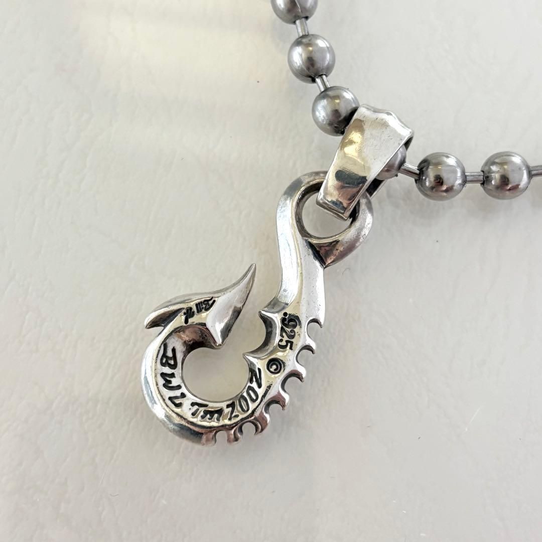 404【ビルウォールレザー】シルバー フィッシュフック ボールチェーン