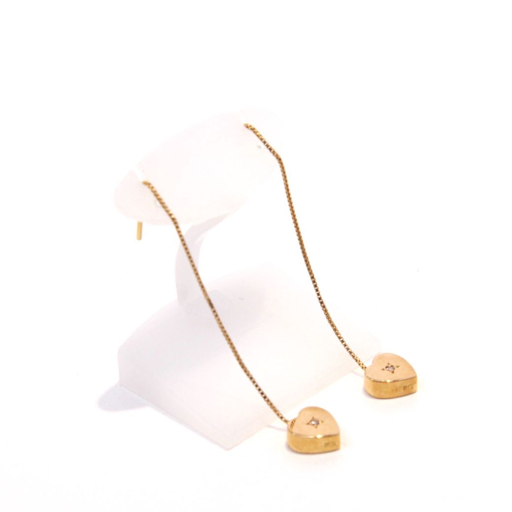 ダイヤモンド付き ゴールドピアス K18 刻印あり ゴールド D 0.01g 3.4g ハート モチーフ レディース