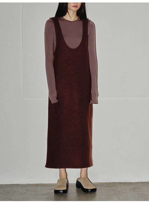 Dress Uネックウールドレス