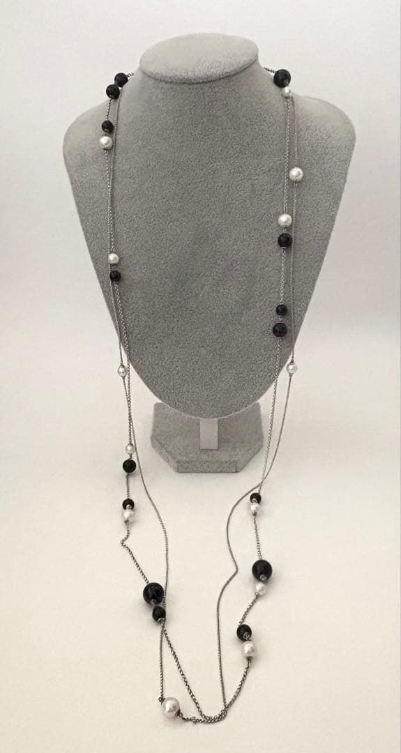 396 ジョージジェンセン ２連 ロングネックレス ストーン