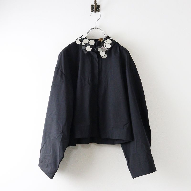 2025AW ローヘン LOHEN ランダムミラー2WAYシャツ F ブラック ブラウス コットン 襟取り外し可 2400014654219