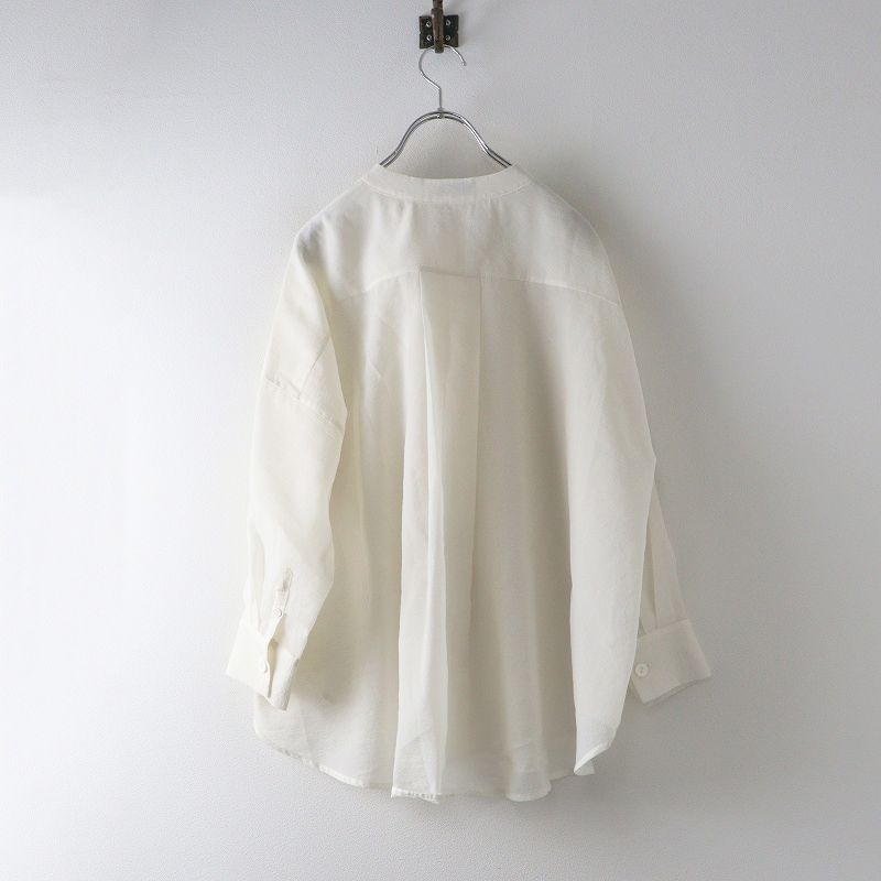 ヨンファ YONFA オーガンジーシャツ F オフホワイト シアー バンド ブラウス ワイド 比翼 トップス