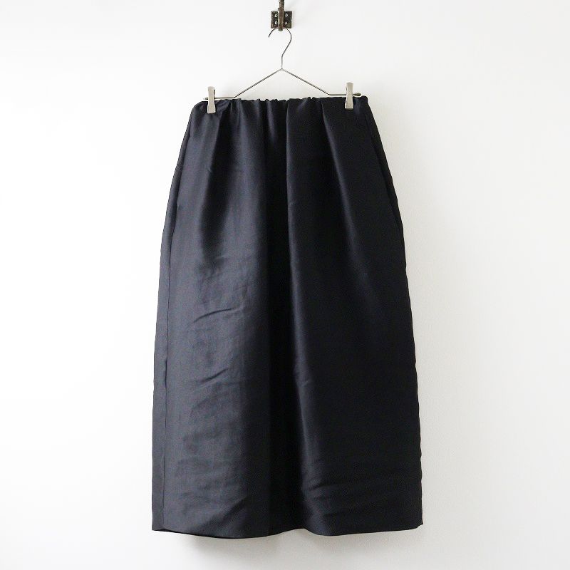 2025SS ローヘン LOHEN ブライトダブルクロスバレルスカート F ブラック タック コクーン イージー ゴム 2400014654394