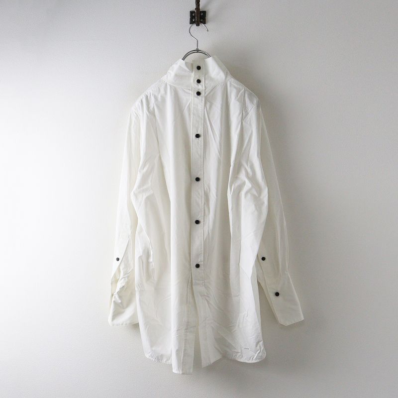 2025 AW ローヘン LOHEN ハイスタンドブラウス F ホワイト バックボタン シャツ ロング チュニック トップス