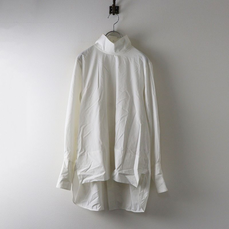 2025 AW ローヘン LOHEN ハイスタンドブラウス F ホワイト バックボタン シャツ ロング チュニック トップス