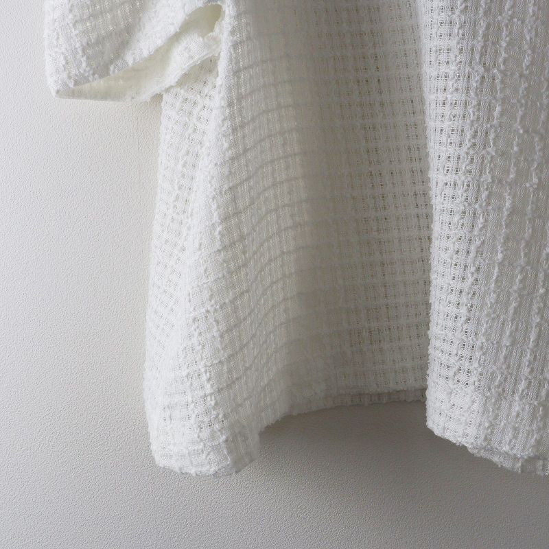  2025 SS オオガ OHGA SAVON パフスリーブシアーブラウス F ホワイト レース プルオーバー トップス 長袖 シャツ ブラウス