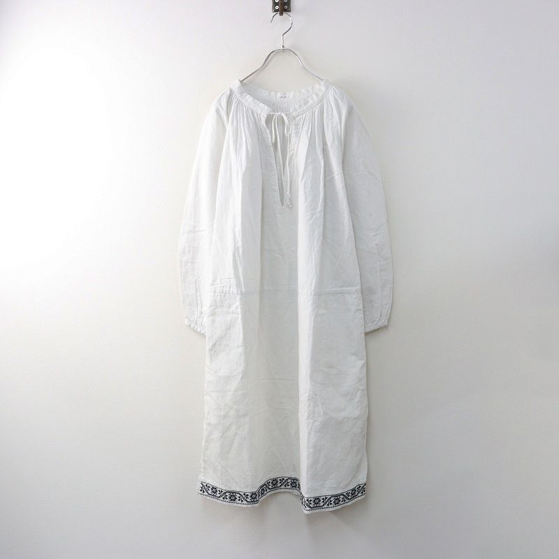 アーツアンドサイエンス ARTS-SCIENCE コットンリネンギャザースキッパーワンピース 1 オフホワイト 裾刺繍 ドレス 2400014665277