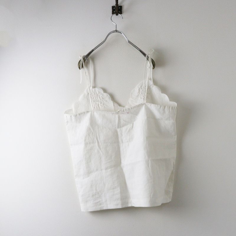 トワヴァーズ Bonvoyage リネンキャミソール ホワイト 刺繍 ボンボヤージュ ノースリーブ