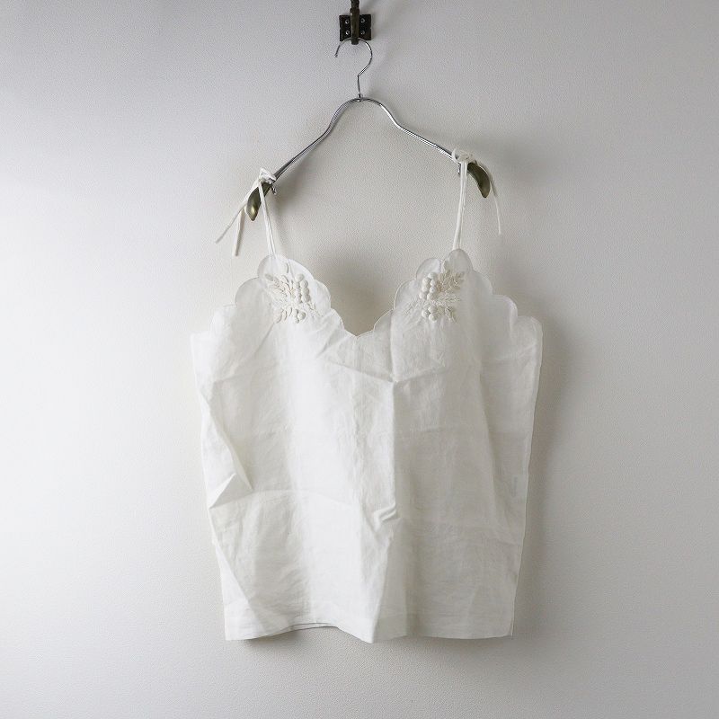 トワヴァーズ TOWAVASE Bonvoyage リネンキャミソール ホワイト 刺繍 ボンボヤージュ ノースリーブ 2400014665321