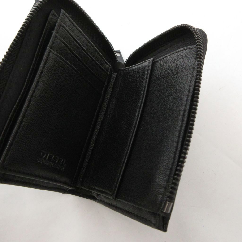 ディーゼル DIESEL コンパクトウォレット 財布 レザー L字ファスナー 黒 ブラック FF GY 99