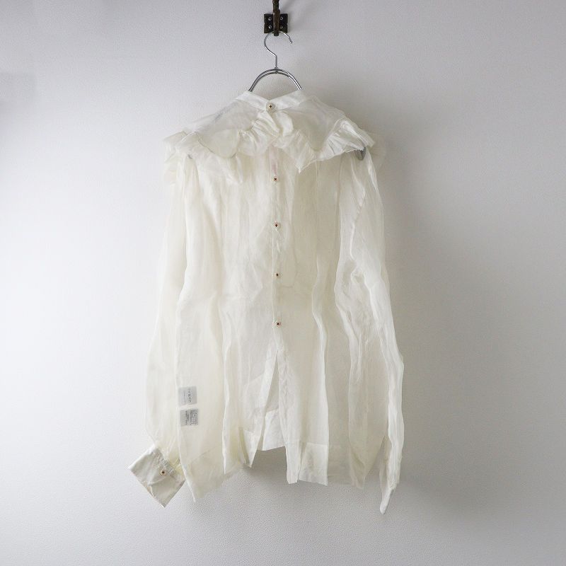 トワヴァーズ シルクオーガンジーフリルブラウス ホワイト シャツ 羽織り トップス