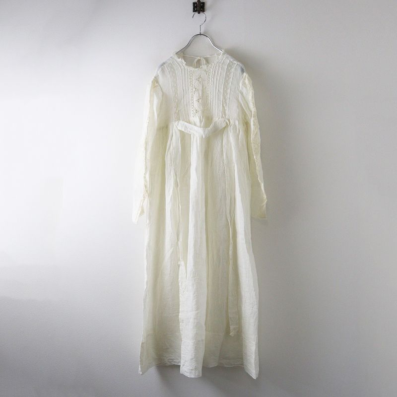 トワヴァーズ TOWAVASE リネンジョンリバーレースワンピース ホワイト ギャザー ドレス フ ロング 2400014665369