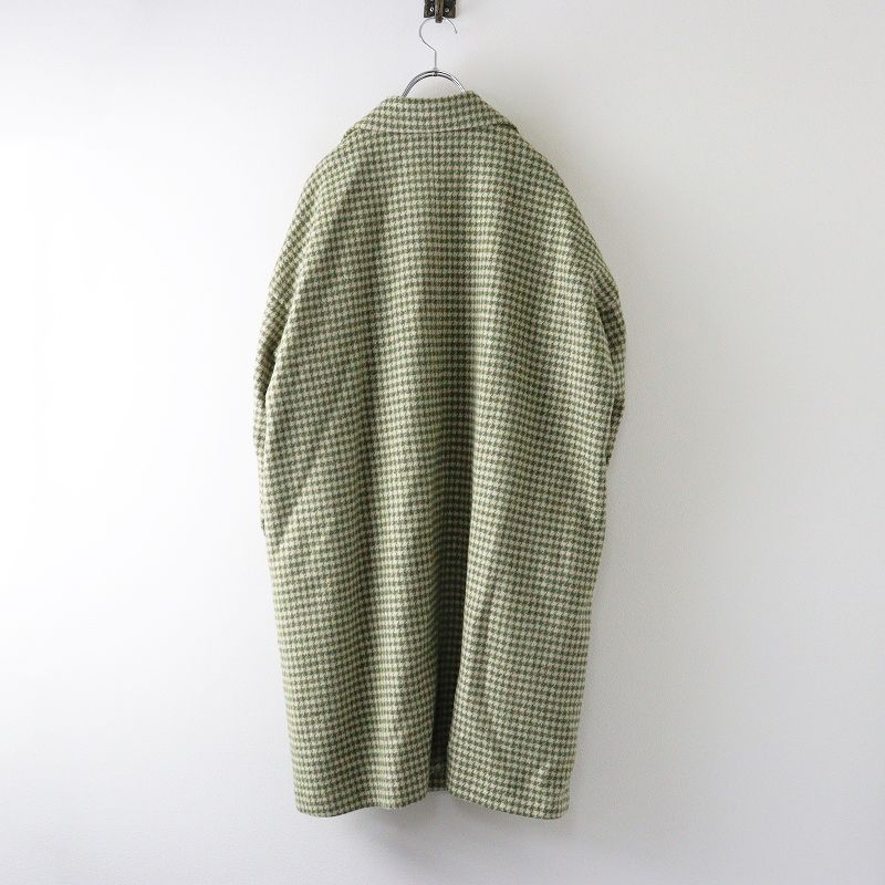 定価8.5万 マンズテーラー R-D.M.Co- ハウンドトゥースワイドスプレッド コート F グリーン 千鳥 2400014667561
