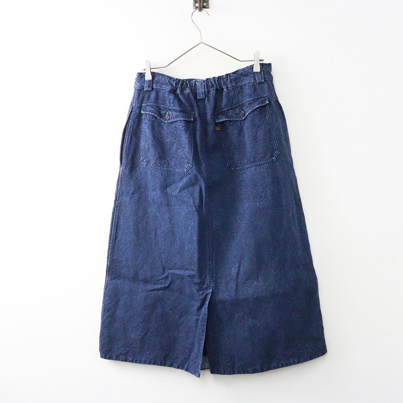 45R 45rpm フォーティファイブアール リネンダックのワークスカート 3 インディゴ ネイビー デニム イージー ゴム 2400014671391