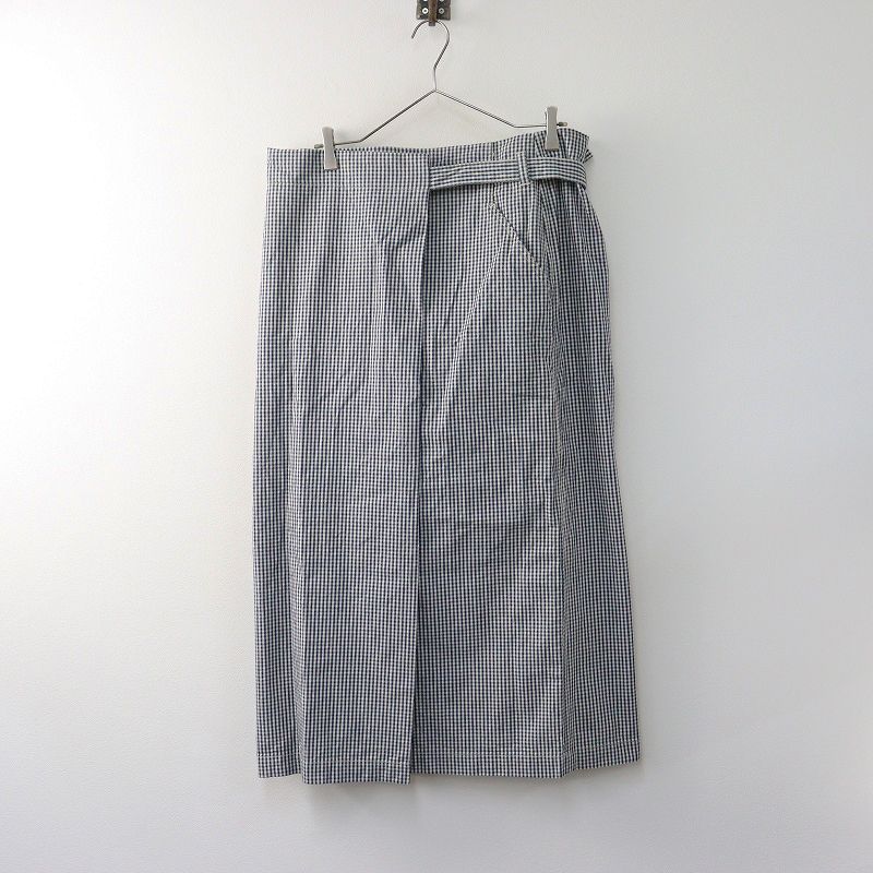 45R 45rpm フォーティファイブアール クックサージのラップスカート 4 ネイビー インディゴ ギンガム チェック 巻き 2400014671407
