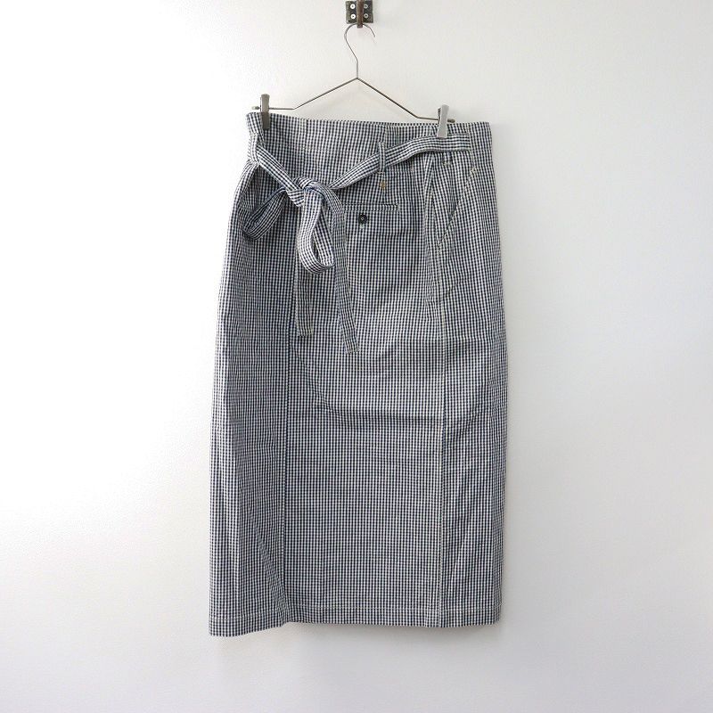 45R 45rpm フォーティファイブアール クックサージのラップスカート 4 ネイビー インディゴ ギンガム チェック 巻き 2400014671407