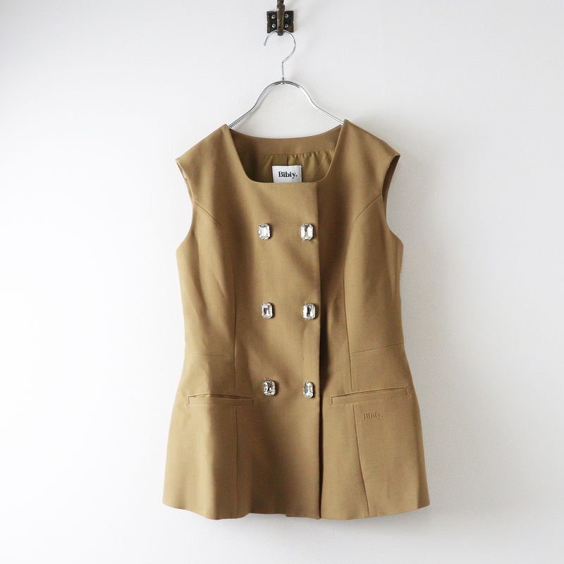 ビビィ Bibiy AIMEE BIJOU TOP F ベージュ ビジュー トップ ジレ ベスト ノースリーブ ペプラム フ 2400014670998