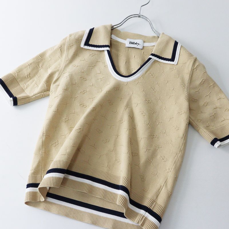 bibiy ’25 B. SUMMER KNIT ベージュ 美品 ビビィ Bibiy 25 B. SUMMER KNIT F＼ベージュ サマーニット ロゴ