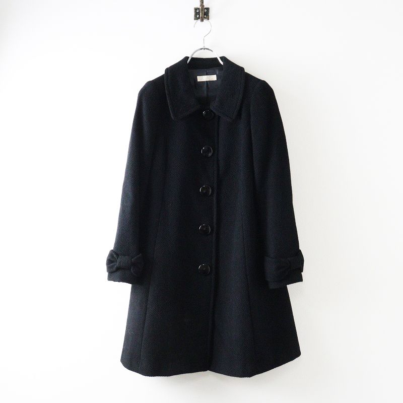 レッセパッセ LAISSE PASSE 袖リボン ウールアンゴラ ロングコート 38 