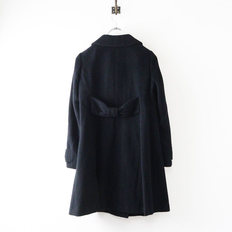 レッセパッセ LAISSE PASSE 袖リボン ウールアンゴラ ロングコート 38 