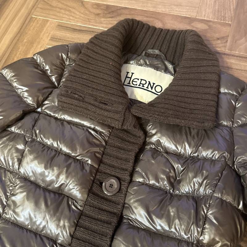 HERNO ダウンジャケット ニット ブラウン 茶色 GULLKHAN_COM