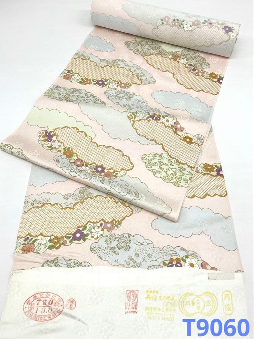 小紋 金彩 紋意匠 雲取 正絹 反物 T9060