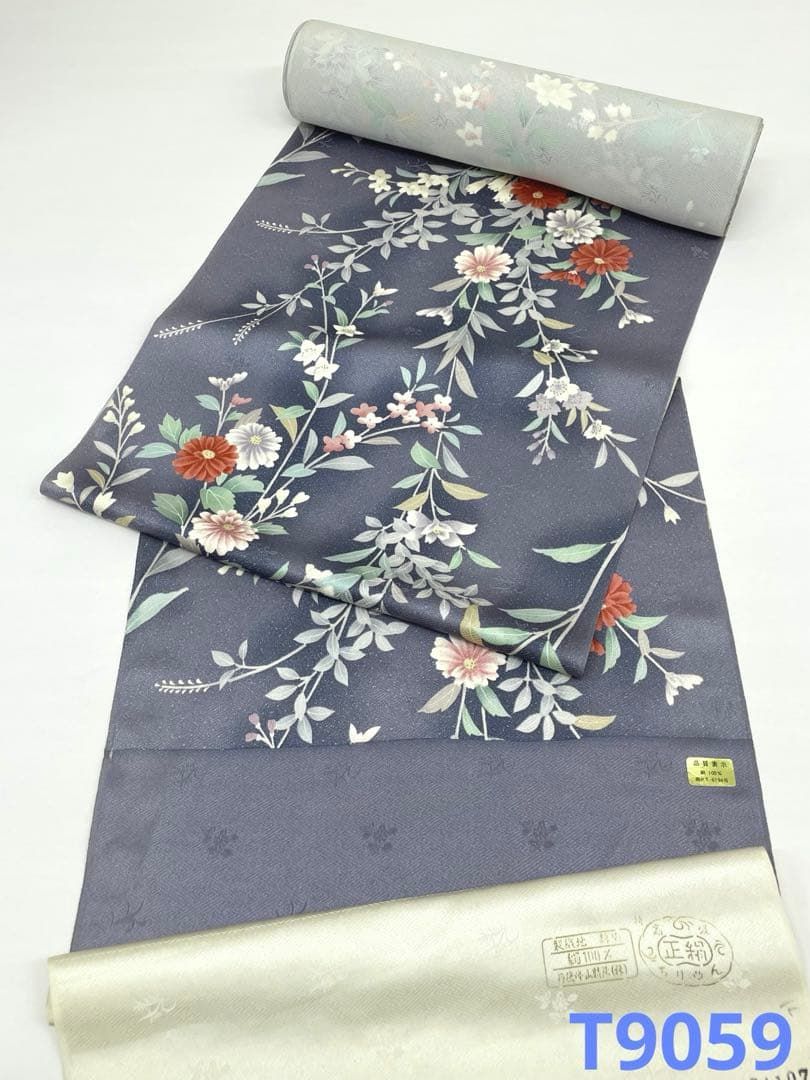 小紋 金彩 紋意匠 コスモス 正絹 反物 T9059