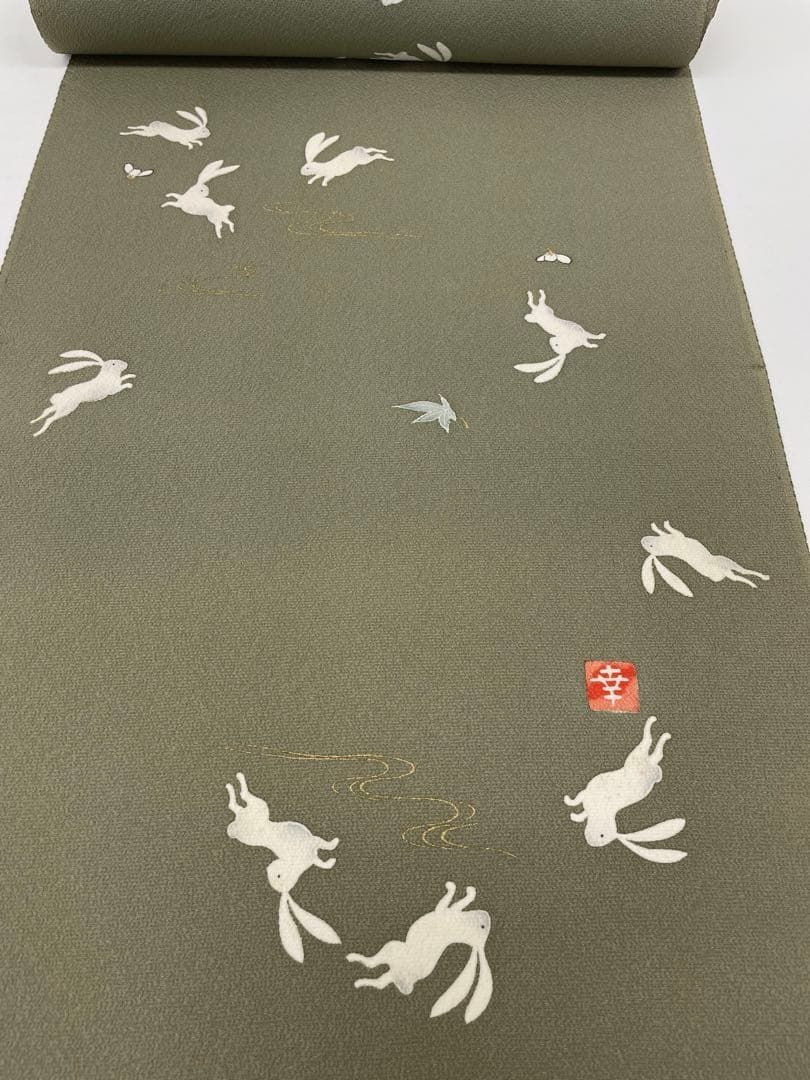 小紋 花井幸子 金彩 兎 正絹 反物 T9055