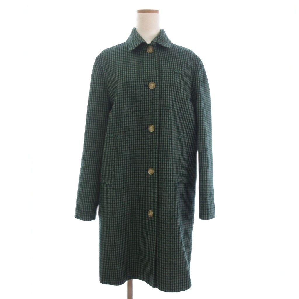 ラコステ LACOSTE コート ステン チェック柄 長袖 緑 グリーン