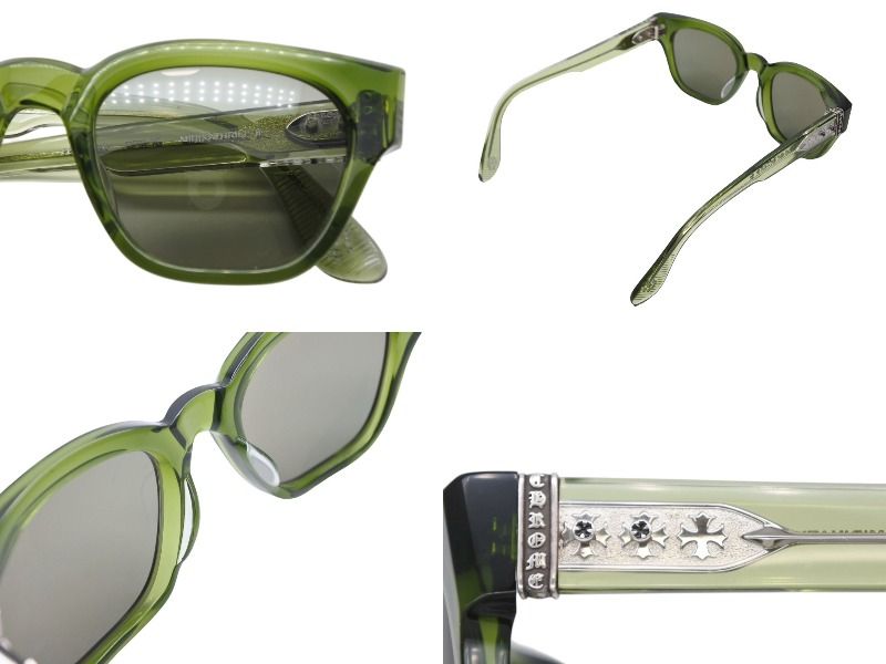 CHROME HEARTS クロムハーツ Ⅱ サングラス アイウェア サイズ52 23-150 CHプラス クリアグリーン 4 b 008745