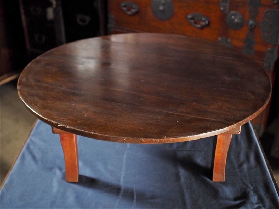 昭和レトロな折畳丸ちゃぶ台 昭和前期 古録展 品番F4485