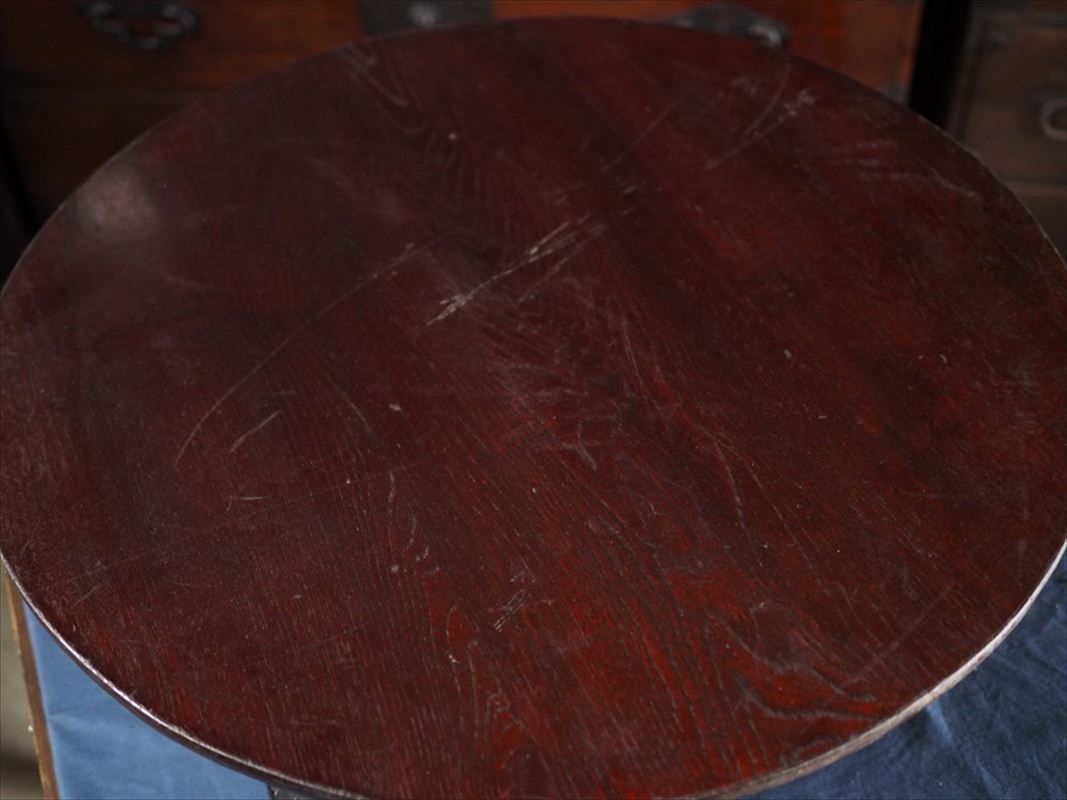 昭和レトロな折畳丸ちゃぶ台 昭和前期 古録展 品番F4474